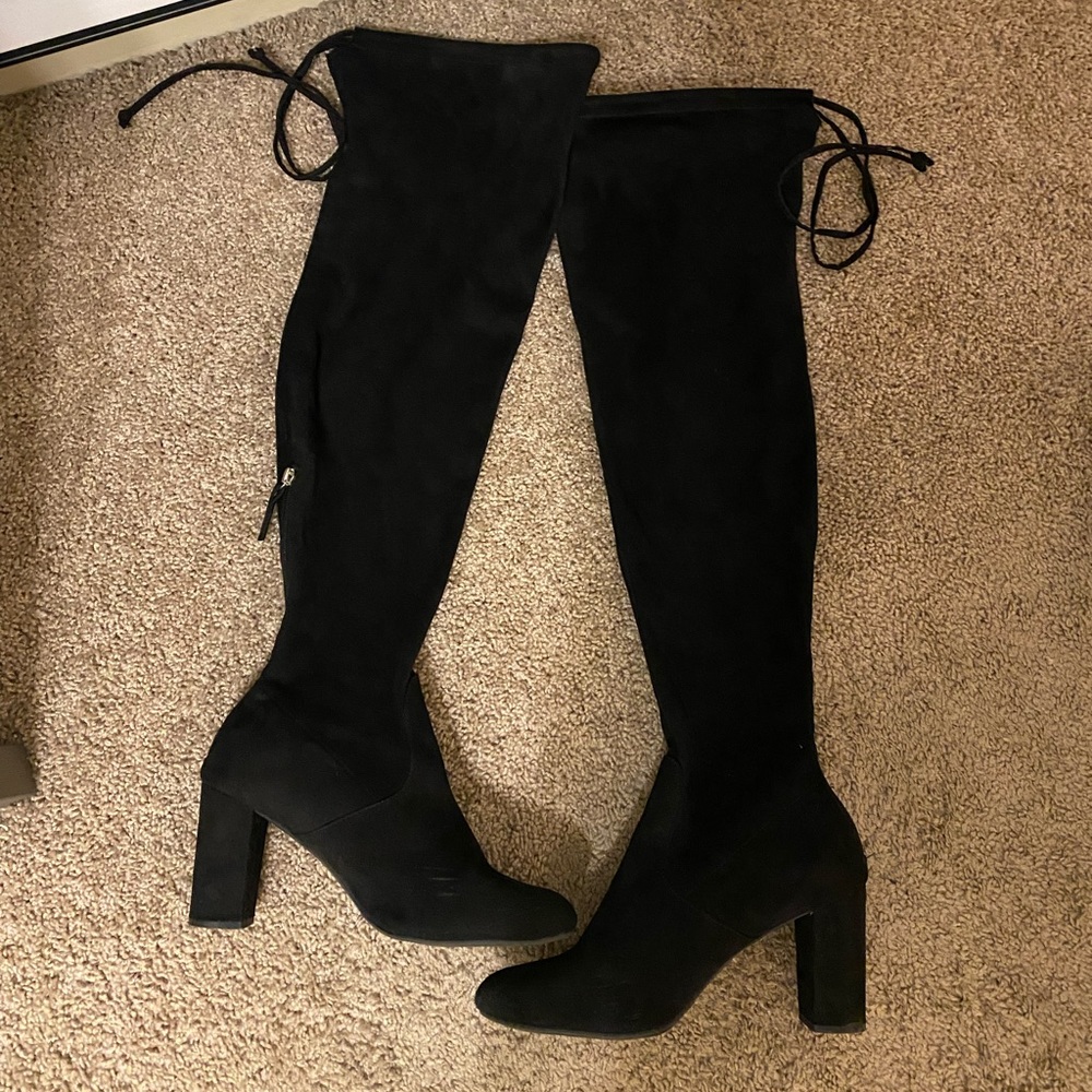 Francesca’s | Black Faux Suede Over the Knee Heeled Boots. - Picture 1 of 11
